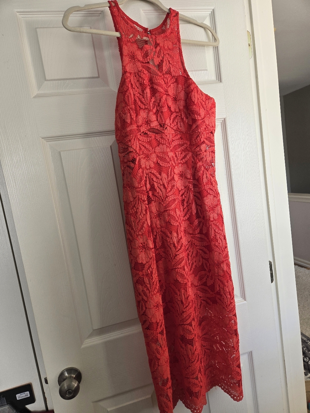 NWOT Red Lace Halter Midi Dress